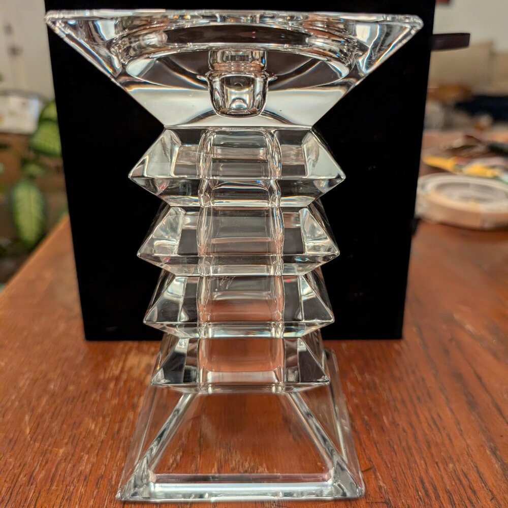 Vintage Shannon Crystal Glass Candle Holder Vase Combo